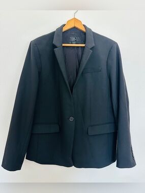 J.Crew Regent Blazer Black Single Button Suit Jacket Size 16 Workwear Classic